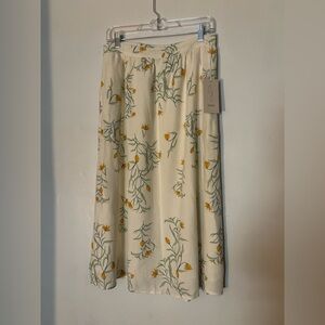Joie Linen Cream Skirt with Yellow Floral Design‎ Medium NWT